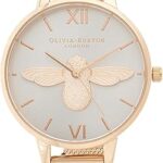 Montre pour femme en acier plaqué ionique or rose et abeille or rose