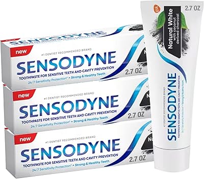 Dentifrice sensodyne pour dents sensibles, blanc naturel au charbon dérivé de noix