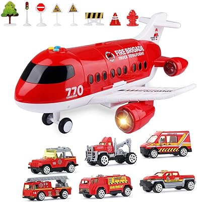 Ensemble d'avion de pompiers ginelli jouet de véhicules de secours d'urgence voitures