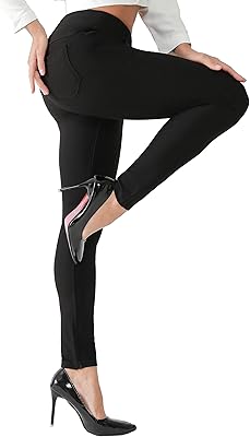 Leggings extensibles à enfiler pour femmes d'affaires décontractés avec poches, noir, s