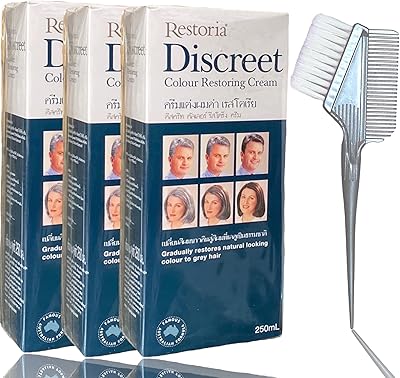 3 restoria discreet hair color restoring cream 250ml - restaure sans effort les cheveux gris naturels avec une brosse de teinture professionnelle. DIAYTAR COTE D'IVOIRE est la référence pour les achats en ligne en Côte d'Ivoire, avec une sélection impressionnante de produits de haute qualité. La boutique en ligne propose des produits à des prix compétitifs, avec des promotions régulières pour satisfaire tous les besoins de ses clients. C'est la destination idéale pour ceux qui cherchent à faire des achats pratiques et efficaces.