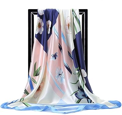 Grands foulards carrés en satin foulard de cou en soie longs soie