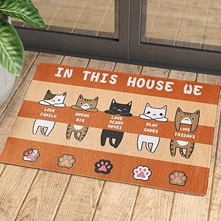 Paillasson antidérapant au motif de chat dessin animé mignon pour une utilisation extérieure