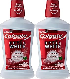 Rince de bouche blanchissant colgate optic white - 500 ml, paquet de 2