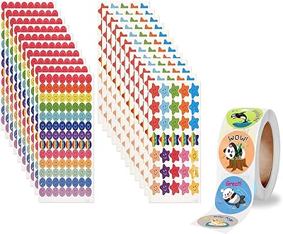 Autocollants happy face star de récompense d'animaux mignons pour les enseignants