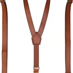 Jarretelles en cuir pour hommes, design en y, bretelles réglables avec 4 clips