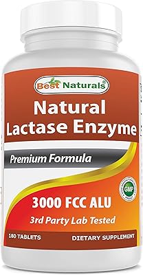 Comprimé d'enzyme lactase à libération rapide best naturals, 3000 aloès fcc, 180 comprimés