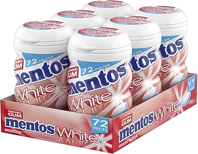 Gomme aromatisée à la fraise blanche mentos, 72 sans sucre - paquet