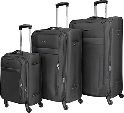 Valise légère avec 4 roulettes souples et serrure numérique antivol, noir