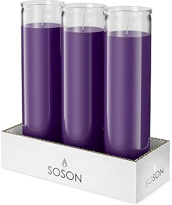 Bougies solo simply sawson violettes de 7 jours, bougie en verre non parfumée
