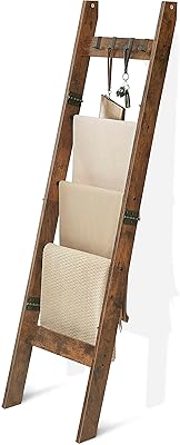 Échelle de couverture haswanery - chambre à coucher, support de couette décoratif en bois avec 4 crochets amovibles, organisateur d'échelle de ferme à 5 niveaux pour salle de bain et salon, marron rustique et noir. Boutique en ligne leader en Côte d'Ivoire, DIAYTAR COTE D'IVOIRE propose une sélection impressionnante de plus de 300 000 articles répondant aux besoins du quotidien. De l'électroménager aux jeux et jouets, en passant par les équipements de sport et les produits de soins personnels, cette plateforme de commerce électronique est un véritable temple du shopping en ligne. DIAYTAR COTE D'IVOIRE simplifie l'expérience d'achat en offrant une navigation intuitive et des services de paiement sécurisés.