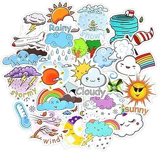Autocollants météo qtl pour enfants pour bouteilles d'eau, autocollants pour ordinateur portable