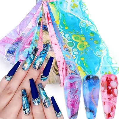 10 feuilles d'autocollants pour ongles en marbre coloré, fournitures de nail art, marbre