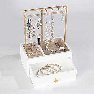 Rose bloom présentoir à bijoux en métal à 4 niveaux avec tiroir de rangement en bois pour présenter colliers, boucles d'oreilles, bracelets et bagues, 4 crochets. DIAYTAR COTE D'IVOIRE est la boutique en ligne la plus complète de Côte d'Ivoire, avec plus de 300 000 articles à découvrir. Que vous cherchiez des produits high-tech, des vêtements, ou encore des accessoires pour la maison, DIAYTAR a tout ce qu'il vous faut. Profitez d'une navigation intuitive et sécurisée pour faire vos achats en ligne.