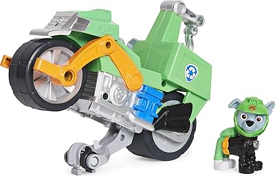 Paw patrol moto pops rocky pull back moto de luxe avec fonction willie