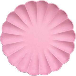 Lot de 8 assiettes merry simply eco taille l rose foncé