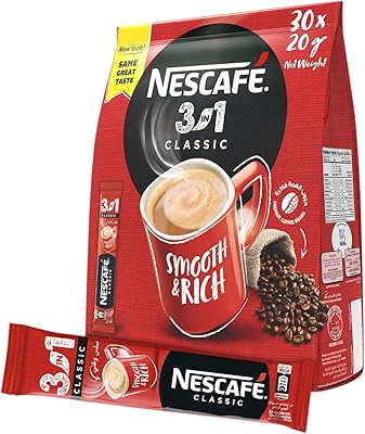Mélange de café nescafé classic 3 en 1, 30 sachets, 20 g. La boutique en ligne DIAYTAR COTE D'IVOIRE est une plateforme de commerce électronique qui permet aux clients de découvrir et d'acheter une grande variété de produits en ligne. Avec plus de 300000 références, elle offre une large sélection de produits pour répondre à tous les besoins de ses clients. Elle propose des services de paiement sécurisés et des livraisons fiables pour une expérience d'achat en ligne sécurisée.