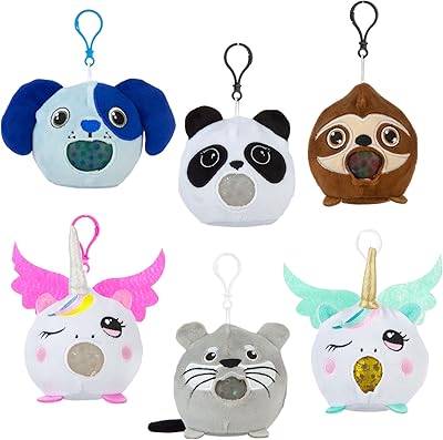 Expressions squeeze pals pack économique de 6 peluches à presser avec remplissage