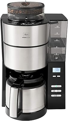 Cafetière à filtre melita 1021-12 avec carafe en acier inoxydable, broyeur aromafresh