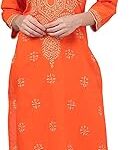 Tunique kurta longue brodée à la main en coton chikankari indien pour femme