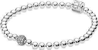 Bracelet de perles en zircone cubique en argent sterling, métal, zircone cubique