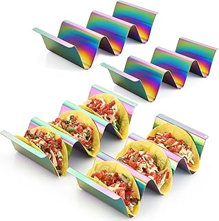 Lot de 4 supports à tacos – support à tacos en acier inoxydable de style plateau, passe au four pour la cuisson, le lave-vaisselle et le grill. En choisissant DIAYTAR COTE D'IVOIRE, les clients bénéficient d'une expérience d'achat en ligne personnalisée et conviviale. La boutique propose des filtres de recherche pour faciliter la navigation et des descriptions détaillées des produits pour aider les clients à prendre des décisions éclairées. De plus, le système de paiement sécurisé de DIAYTAR COTE D'IVOIRE garantit la sécurité des transactions.