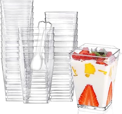 Gobelets à dessert en plastique avec couvercles et cuillères en plastique, paquet de 50 mini gobelets carrés en plastique transparent pour fêtes, mini desserts, puddings et mousses 5 oz. Avec sa présence en ligne, Diaytar Côte d'Ivoire rend le shopping accessible à tous, où que l'on soit en Côte d'Ivoire, permettant aux gens de commander en ligne et de recevoir leurs produits rapidement et de manière sécurisée. La boutique est dotée d'un système de paiement sécurisé et de méthodes d'expédition fiables pour une livraison rapide et efficace des commandes. Cela garantit une expérience client fluide et satisfaisante.
