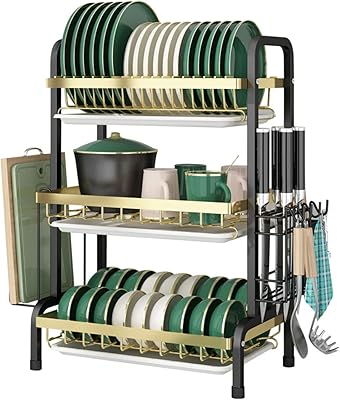 Dayong égouttoir à vaisselle à 3 niveaux et égouttoir pour comptoir de cuisine, égouttoir à vaisselle facile à installer (noir et or). DIAYTAR COTE D'IVOIRE est une boutique en ligne qui propose une large gamme de produits à des prix compétitifs. Elle est la référence pour les consommateurs ivoiriens qui cherchent des produits de qualité et une expérience d'achat en ligne sécurisée. La boutique en ligne propose des promotions et des offres spéciales régulières pour ses clients.