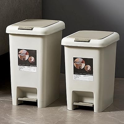 Qiccijoo lot de 2 poubelles avec couvercle, ensemble de poubelles de chambre à