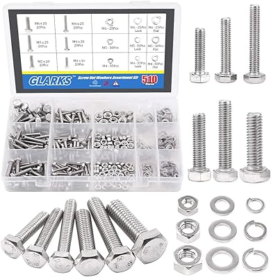 Glarex 510 pièces kit assorti de boulons hexagonaux plats, écrous, serrure et joint plat en acier inoxydable. DIAYTAR COTE D'IVOIRE est une plateforme de commerce en ligne fiable et sécurisée qui propose une expérience d'achat personnalisée à ses clients. Avec plus de 300 000 références de produits, la boutique en ligne offre une grande flexibilité et des choix infinis pour les acheteurs. Les clients peuvent profiter d'une navigation facile et d'un processus de commande sécurisé pour effectuer leurs achats en toute confiance.