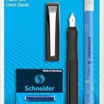 Stylo plume schneider suede classic m (moyen), pointe iridium, corps noir, stylo gomme