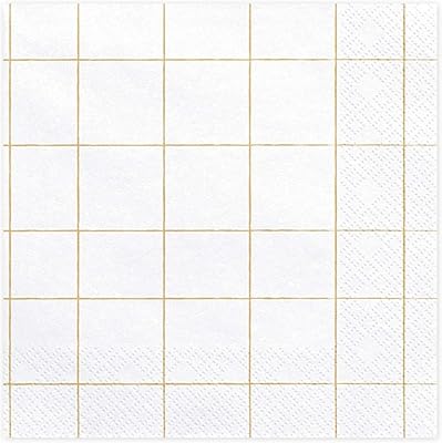 20 serviettes carrées, blanches, 33 x 33 cm