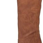 Bottes compensées mi-mollet à bout rond et à mollet large pour femme, marron