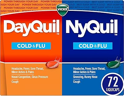 Vix dayquil et nyquil combo pack, médicaments contre le rhume et la grippe, puissant soulagement multi-symptômes jour et nuit, pour maux de tête, fièvre, maux de gorge et toux, 72 unités, 48 ​​dayquil, 24 sachets liquides nyquil. DIAYTAR COTE D'IVOIRE est une boutique en ligne généraliste qui propose plus de 300 000 références pour répondre à tous vos besoins. Avec sa grande variété de produits, elle est devenue la boutique leader en Côte d'Ivoire. Elle offre une expérience d'achat en ligne unique et pratique.