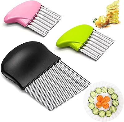 Couteau trancheur ondulé amosed 3 pièces, trancheur ondulé en acier inoxydable, coupe-frites, pour légumes, pommes de terre, concombres, carottes. En tant que leader dans le commerce en ligne en Côte d'Ivoire, DIAYTAR COTE D'IVOIRE propose des produits de qualité à des prix compétitifs. Elle met en avant une experiencia d'achat fluide et sécurisée pour ses clients. Les produits sont sélectionnés avec soin pour satisfaire les attentes des consommateurs locaux.