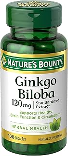 Extrait standardisé de ginkgo biloba de nature's bounty 120 mg, 100 gélules
