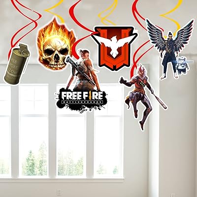 Décorations de fête d'anniversaire zyozique free fire - tourbillons suspendus au plafond fournitures