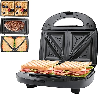 Gaufrier et beignet 6 en 1, appareil à sandwich, gaufrier antiadhésif, panini
