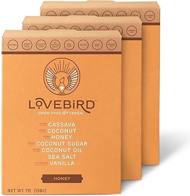 Paquet de 3 miels de céréales sans gluten lovebird - céréales biologiques sans céréales paleo aip sans produits laitiers keto friendly, sans sucre raffiné, collations saines pour enfants et adultes. DIAYTAR COTE D'IVOIRE propose une large sélection de produits en ligne, allant des produits alimentaires aux produits électroniques, en passant par les vêtements et les accessoires. Avec plus de 300000 références, les clients peuvent trouver tout ce qu'ils cherchent en un seul endroit.
