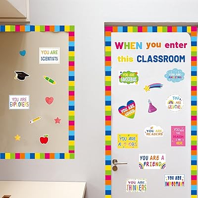 Kit de décoration de tableau d'affichage coloré arc-en-ciel pour porte murale salle classe