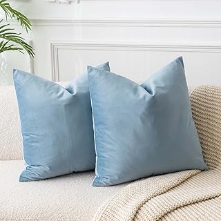 Taies d'oreiller jospurbet en velours bleu clair uni, taille 16 x 16, lot de 2 housses de coussin décoratives douces pour canapé et lit. Avec plus de 300 000 références, DIAYTAR COTE D'IVOIRE est la destination idéale pour les consommateurs ivoiriens qui cherchent à acheter des produits de qualité à des prix abordables. La boutique est facile à utiliser et propose des options de paiement flexibles, ce qui la rend accessible à tous.