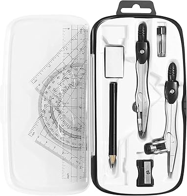 Kit de géométrie mathématique 10 pièces, fournitures pour étudiants avec boîte de rangement