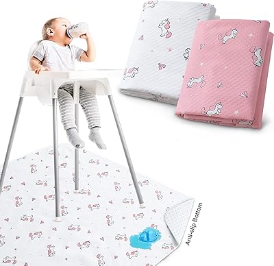 Tapis anti-éclaboussures pour sous chaise haute, lot de 2 tapis de chaise haute