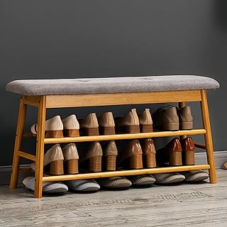 Kg banc de rangement pour chaussures à 2 niveaux avec siège rembourré