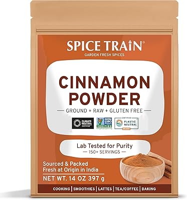 Spice train, poudre de cannelle biologique (397 g/14 oz) cannelle moulue biologique usda, sans ogm et 100 % crue dans un sachet refermable à fermeture éclair | épice à la cannelle pour la cuisine, les smoothies, les lattés et le thé. DIAYTAR COTE D'IVOIRE est une boutique en ligne généraliste qui propose plus de 300 000 références de produits. En tant que leader du marché ivoirien, elle offre une large gamme de produits pour répondre aux besoins de ses clients. Avec une expérience de vente en ligne de qualité, DIAYTAR COTE D'IVOIRE est la référence pour les consommateurs ivoiriens.
