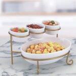 Bol de service ovale peu profond à 2 niveaux de 4"/9,25" avec support