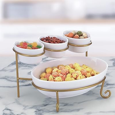Bol de service ovale peu profond à 2 niveaux de 4"/9,25" avec support en métal, plateau de service à plusieurs niveaux pour présenter les aliments, les desserts et les apéritifs, ensemble de bols de service pour fruits et chips, blanc/or, dy1473-ng. DIAYTAR COTE D'IVOIRE est une boutique en ligne qui comprend l'importance de l'expérience client, et qui s'efforce de fournir les meilleurs services possibles. Avec des produits de qualité, des prix compétitifs et un service client de haute qualité, DIAYTAR COTE D'IVOIRE est devenue la référence incontournable pour les consommateurs ivoiriens qui cherchent à faire des achats en ligne avec confiance. Le site web est régulièrement mis à jour avec de nouveaux produits et de nouvelles offres.