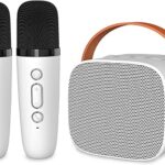 Mini machine de karaoké avec deux microphones sans fil pour adultes et enfants