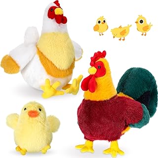 3 pièces d'animaux en peluche poulet et coq de 8" 4"
