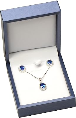 Paquet de bijoux de couleur bleue, ensemble de boucles d'oreilles et collier, coffret